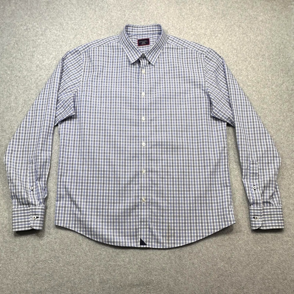UNTUCKit Shirt Mens Large Blue Check Long Sleeve Button Front Wrinkle Free